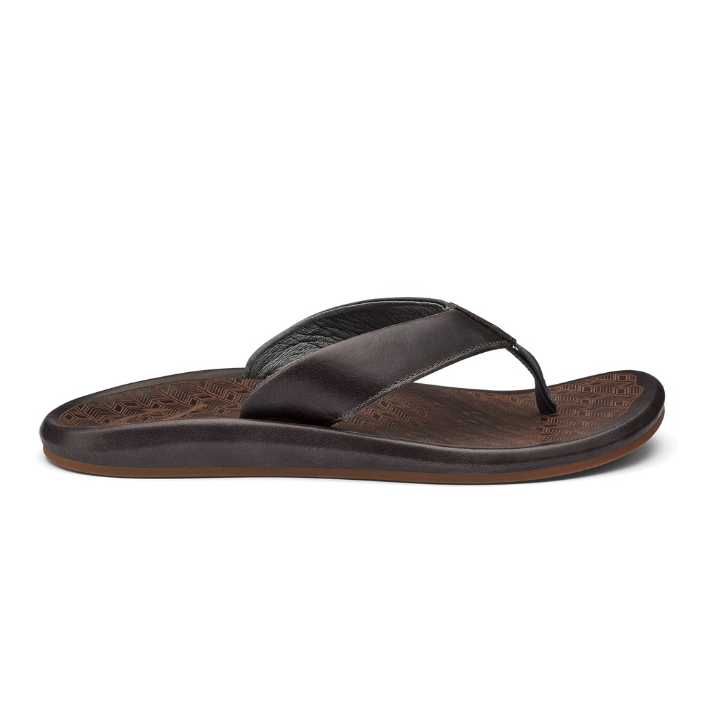 Olukai Zehentrenner Herren - Ilikai Island-inspired Leder DunkelBraun - 23780QNLO